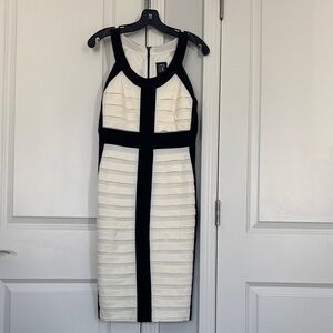 Jax Black and Cream Midi Dress